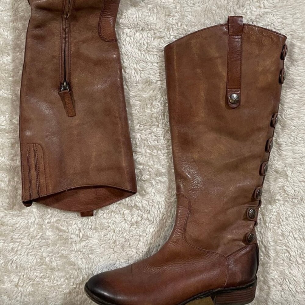 Sam Edelman  Brown Snap Button Boots SZ 10